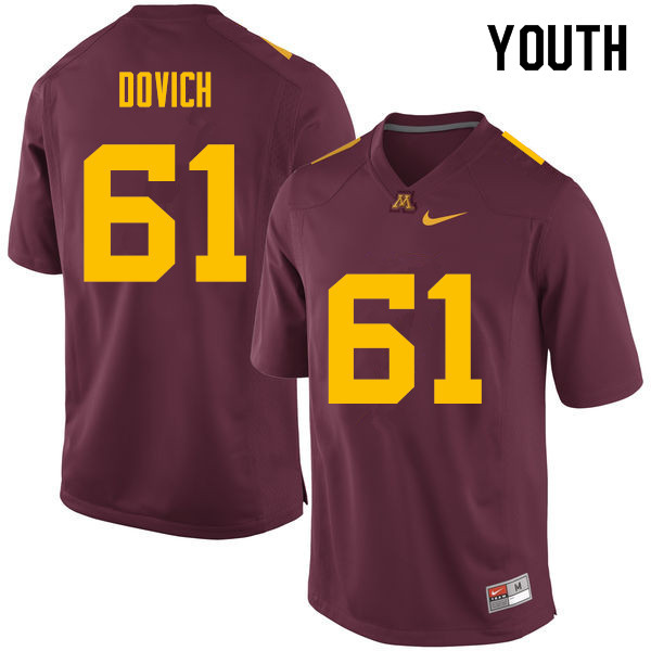 Youth #61 Bronson Dovich Minnesota Golden Gophers College Football Jerseys Sale-Maroon